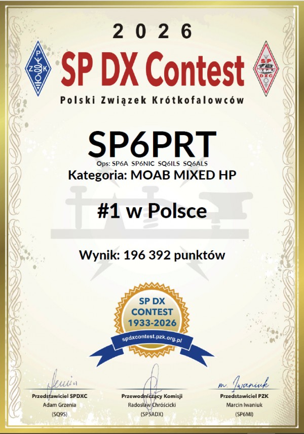 SP6PRT SPDXContest 2026 certificate
